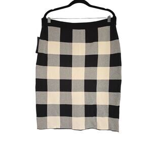 Rachel Rachel Roy Knit Skirt Womens 0X Checker Plaid Pull On Stretchy Work NEW